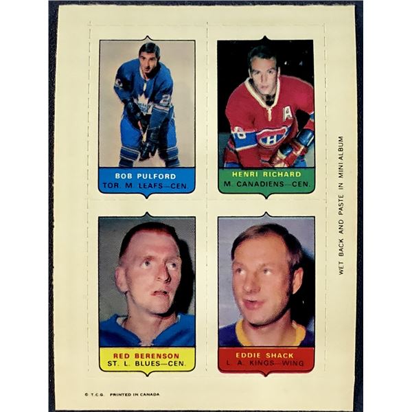 1969 O-PEE-CHEE HOCKEY 4-IN-1 HENRI RICHARD  (HOF)