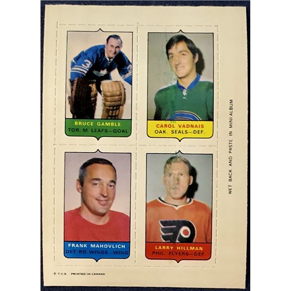 1969 O-PEE-CHEE HOCKEY 4-IN-1 FRANK MAHOVLICH (HOF)