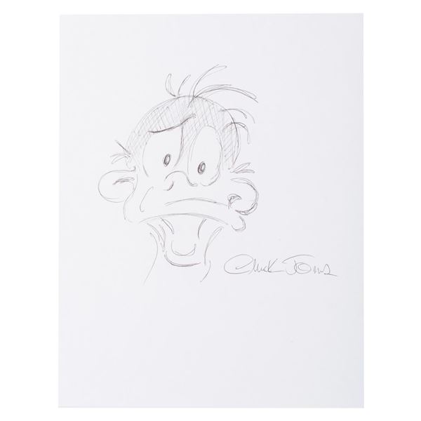 A Chuck Jones Daffy Duck Sketch and Autograph.