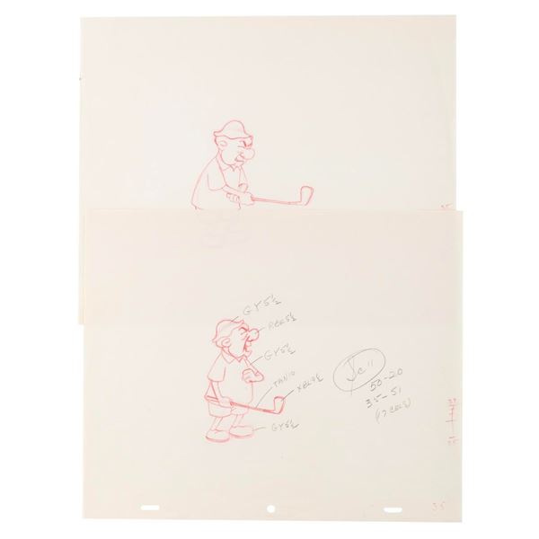 A Pair of "The Mr. Magoo Show " Golf Production Drawings.