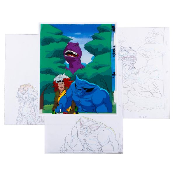 An  "X-Men " Animation Cel with Production Drawings.