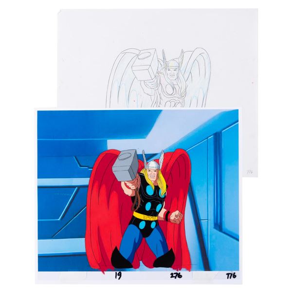 A "Fantastic Four " Thor Production Cel and Drawing.