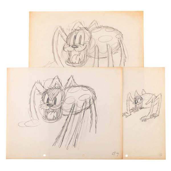 Three  "Gulliver Mickey " Spider Drawings.