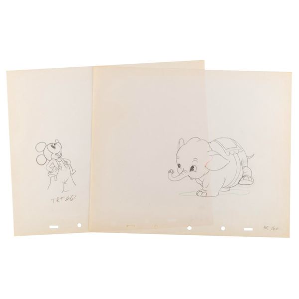 A Pair of  "Mickey's Elephant " Production Drawings.