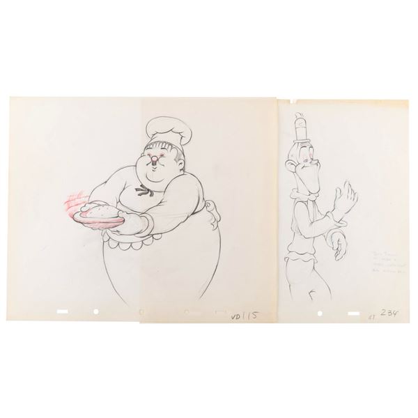 Laurel & Hardy "Mother Goose Goes Hollywood " Production Drawings.