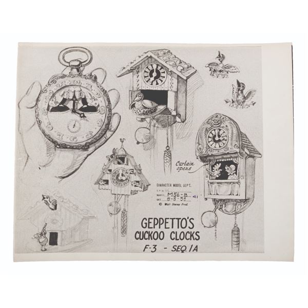 A  "Pinocchio " Geppetto's Cuckoo Clocks Model Sheet.