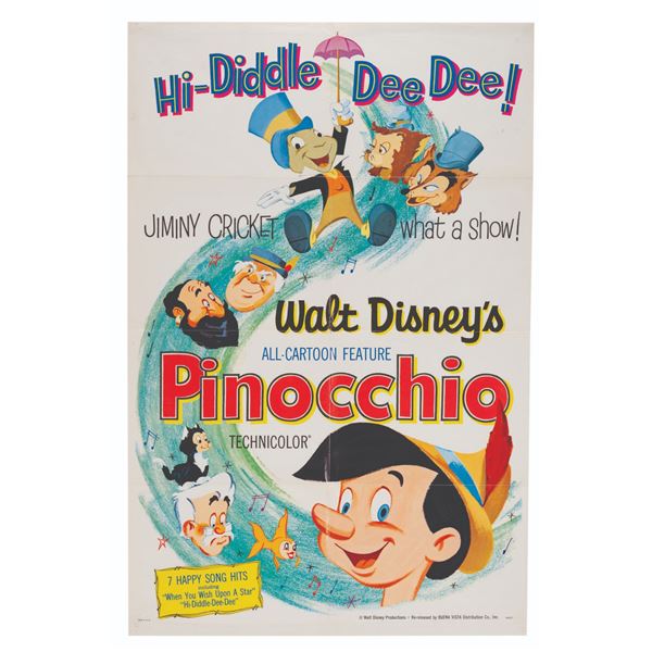 A  "Pinocchio " 1962 Re-Release One-Sheet.