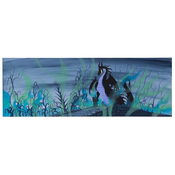 An Eyvind Earle Original Concept Painting of the  "Sleeping Beauty " Maleficent Dragon.