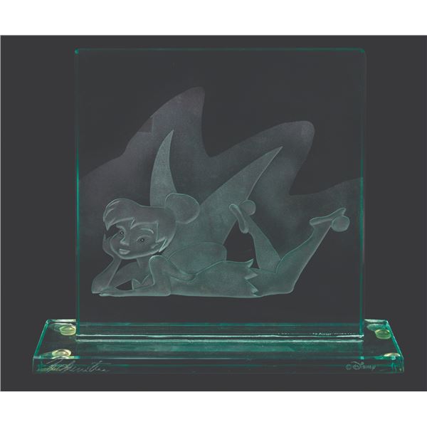 An Etched Glass Tinker Bell Plaque.