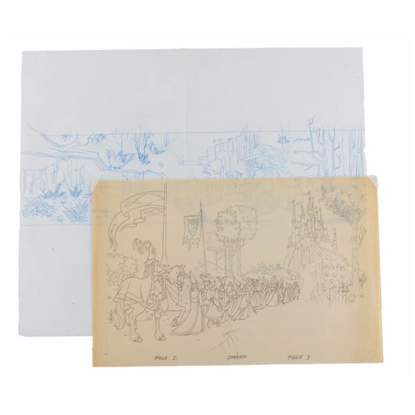 A Pair of  "Sleeping Beauty " Illustration Sketches.