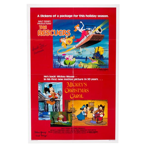 A Signed  "The Rescuers " &  "Mickey's Christmas Carol " One-Sheet.