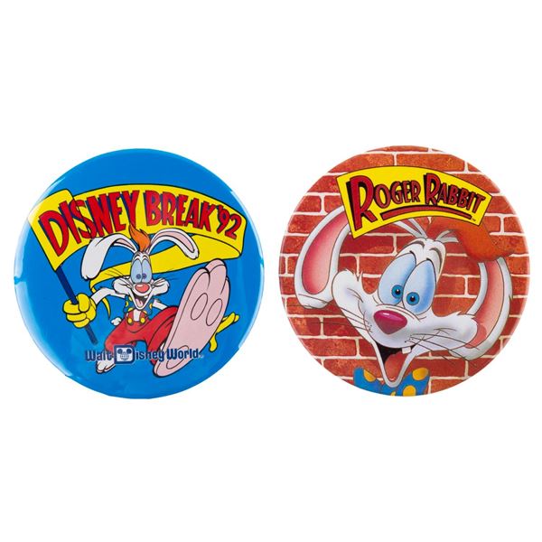 A Pair of Roger Rabbit Pinback Buttons.
