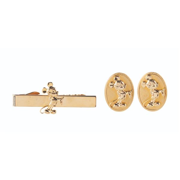 A Mickey Mouse Tie Clip and Cufflink Set.