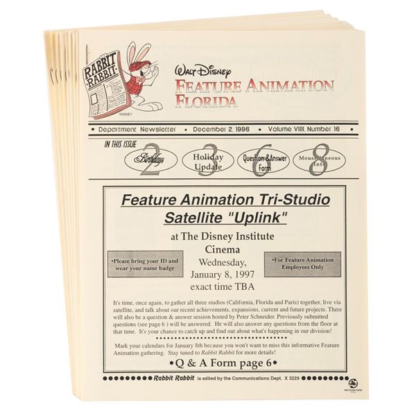 A Set of Disney Animation Florida Newsletters.