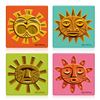 Image 1 : A SHAG  "Tiki Sun " Earthenware Coaster Set.