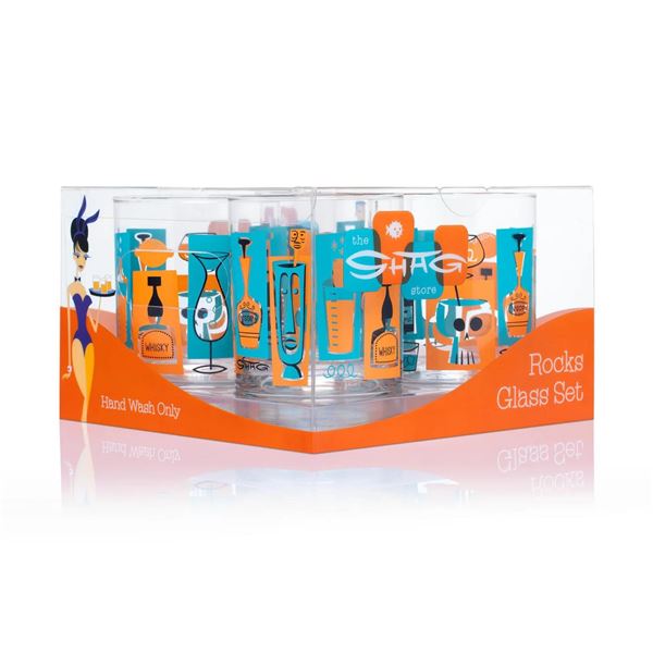 A SHAG  "Happy Hour " Old Fashioned Glass Set.