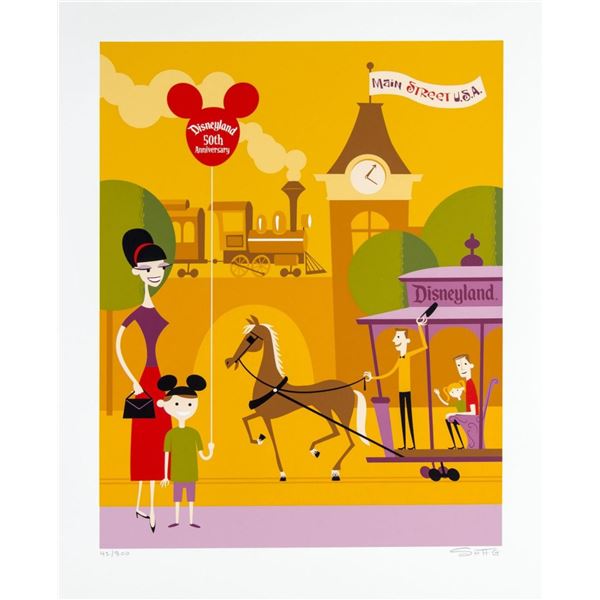 A Signed Disneyland 50TH SHAG Main Street, U.S.A. Print.