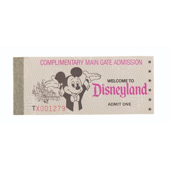 A 1980 Disneyland Main Gate Admission Ticket and Ticket Book.