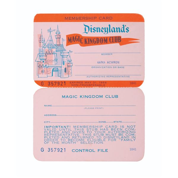 A Disneyland's Magic Kingdom Club Membership Card.