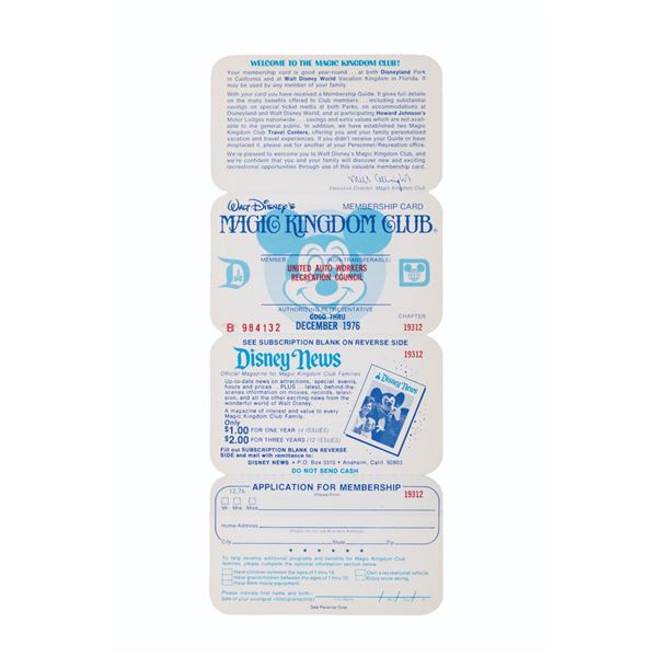 A Magic Kingdom Club Membership Card.