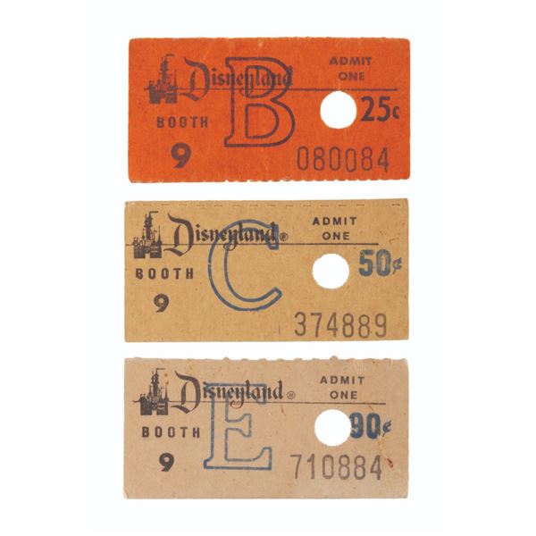 A Trio of Disneyland Ticket Booth Ride Tickets.