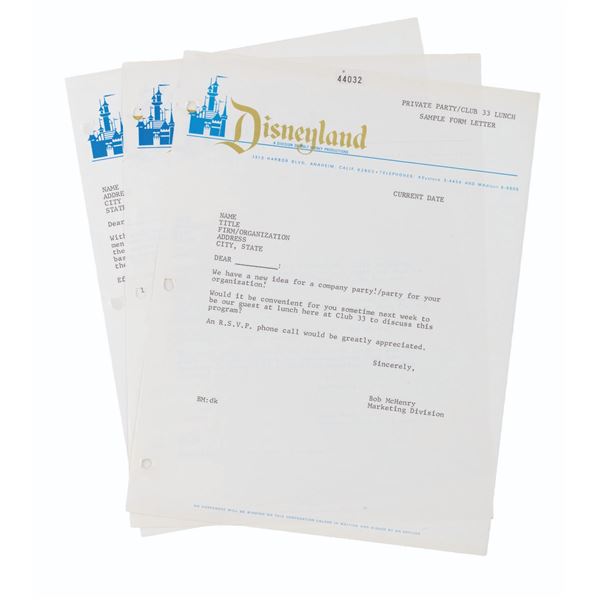 A Trio of Disneyland Departmental Letter Templates.