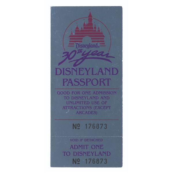 A Disneyland 30th Anniversary Complimentary Passport.