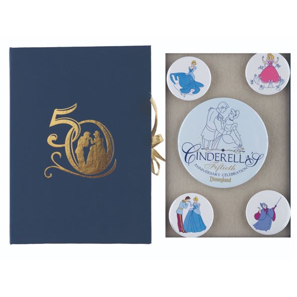 A Set of  "Cinderella's Fiftieth Anniversary Celebration Disneyland " Pin Badges.