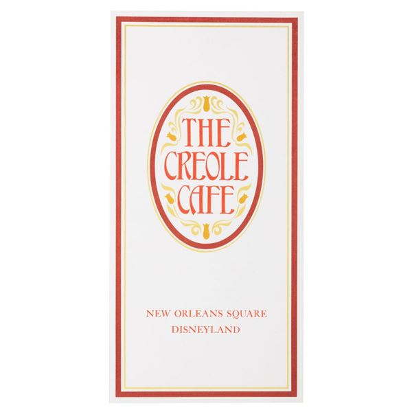 A Disneyland Creole Cafe Menu.