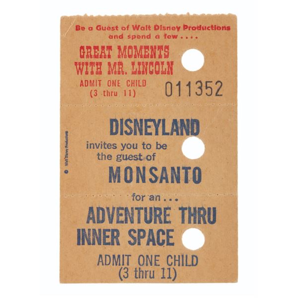 Disneyland Inner Space and Lincoln Ticket Booth Tickets.