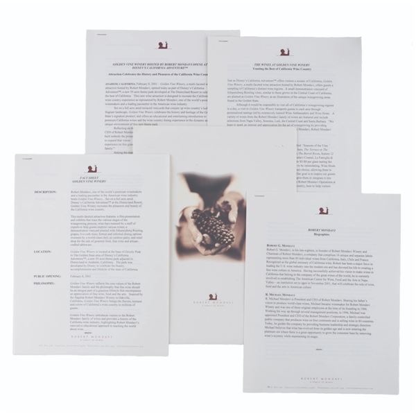 A California Adventure Golden Vine Winery Press Kit.