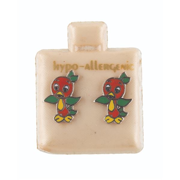 A Pair of Orange Bird Earrings.