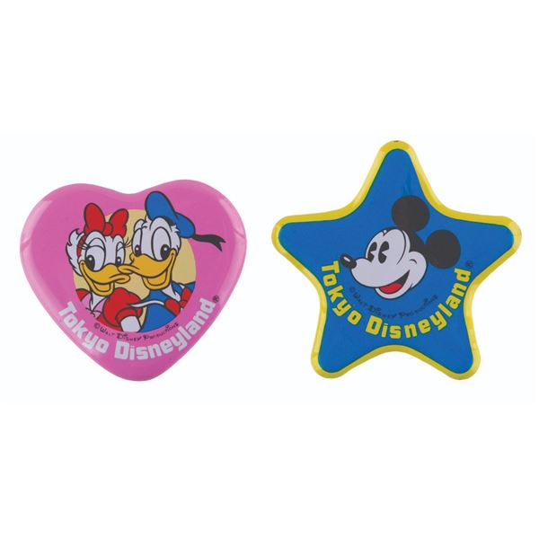 A Pair of Tokyo Disneyland Pinback Buttons.