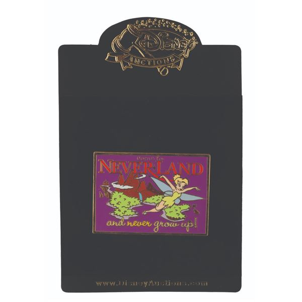 A Disney Auctions LE 100 Never Land Postcard Pin.