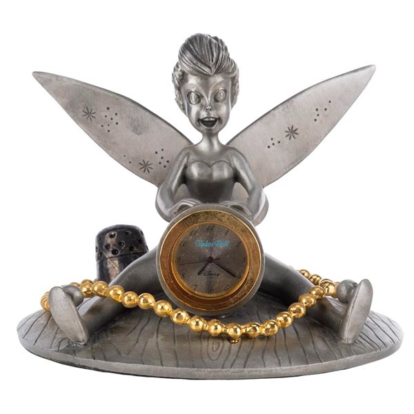 A Tinker Bell Pewter Figural Clock.