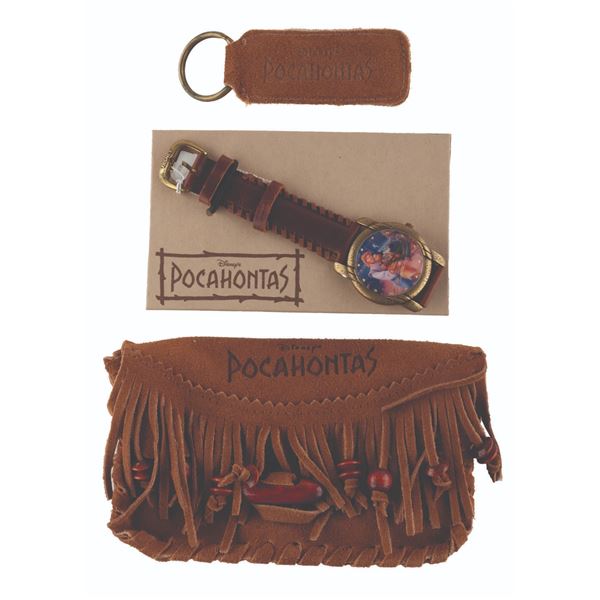 A  "Pocahontas " Coin Purse, Keychain, and Watch.