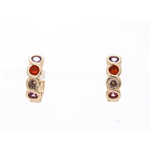18kt Oro Laminado Gemstone Infinity Huggy Hoop Sty