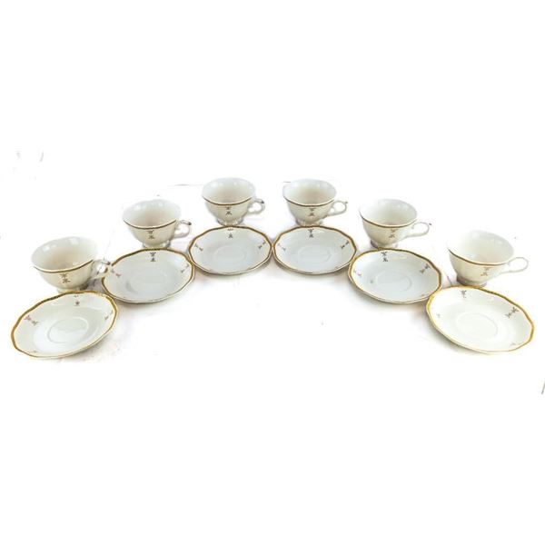 Vintage White & Gold Porcelain Tea Cup & Saucer Se