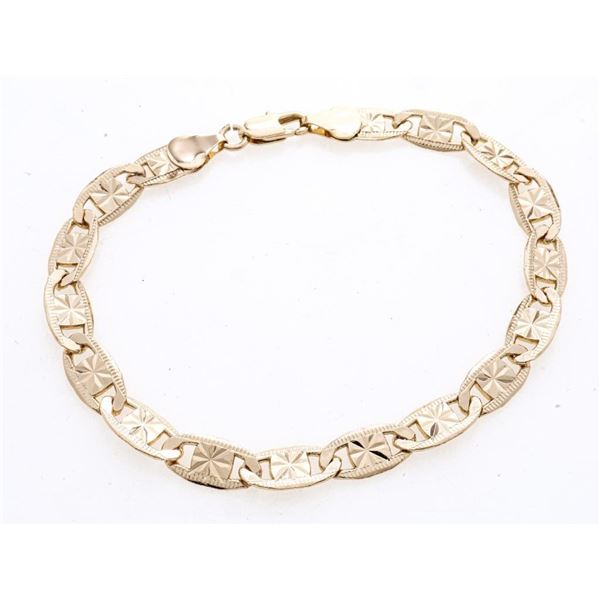 18kt Oro Laminado Open Link Diamond Cut Bracelet 8