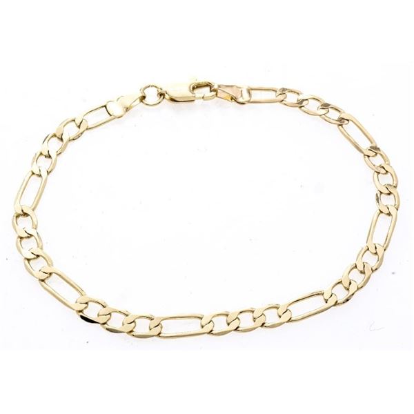 18kt Oro Laminado Figaro Bracelet (8") (9gr)