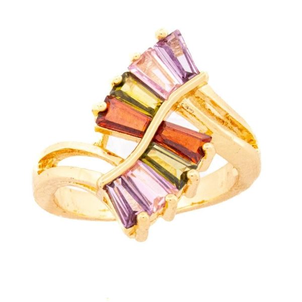 18kt Oro Laminado Baguette Gemstone Ring Size 7