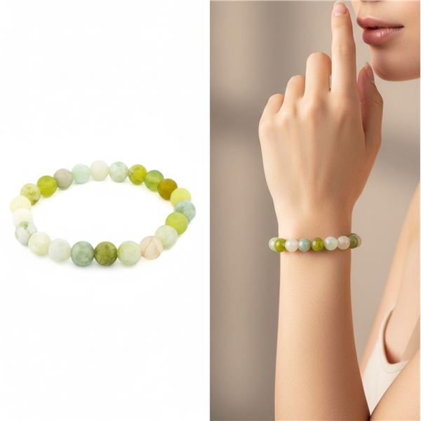 Natural Green Jade 8mm Bead Flex Bracelet