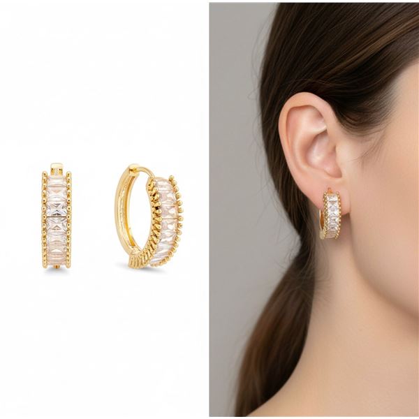 18kt Gold Layered Oro Laminado Hoop Earrings 8 Mar