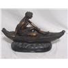 Image 1 : Indian Squaw in Canoe Bronze by Russell