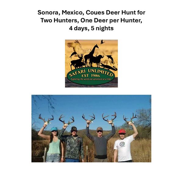 Coues Deer Hunt for Two (2) hunters, One (1) Deer Per Hunter, 4 Days/5 Nights in Sonora, Mexico