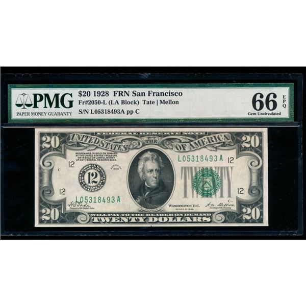 1928 $20 San Francisco FRN PMG 66EPQ