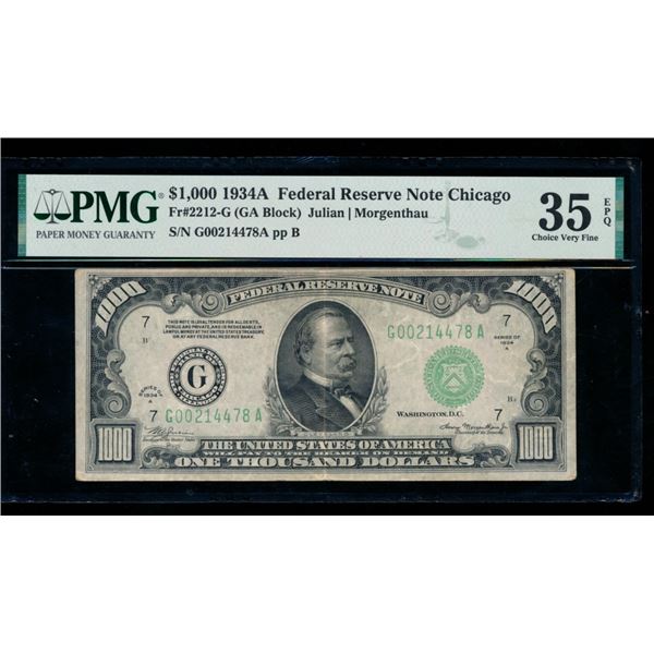 1934A $1000 Chicago FRN PMG 35EPQ