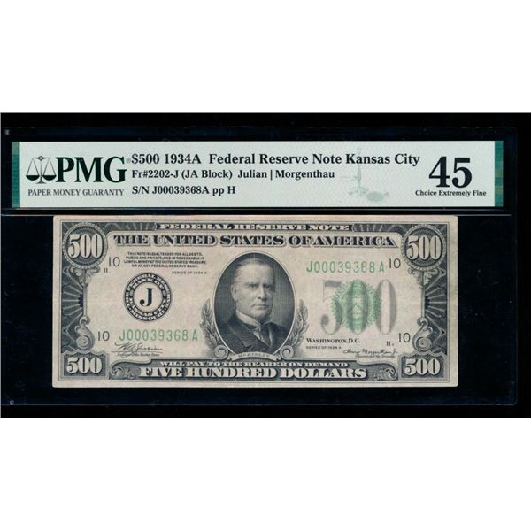 1934A $500 Kansas City FRN PMG 45