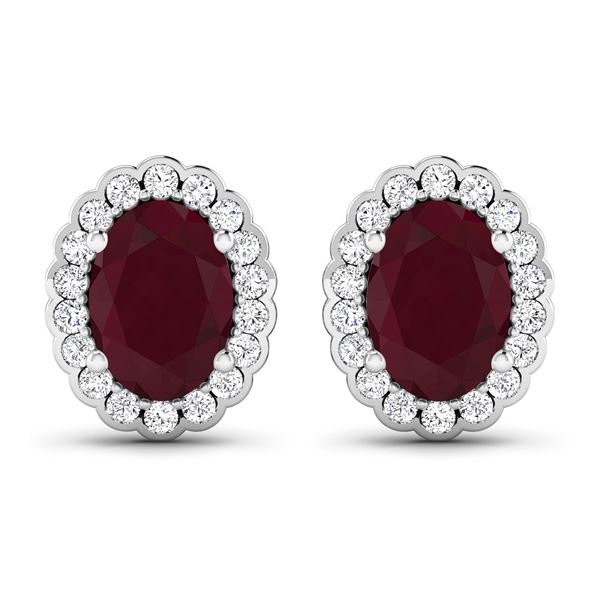 14KT White Gold 1.7ctw Ruby and Diamond Earrings