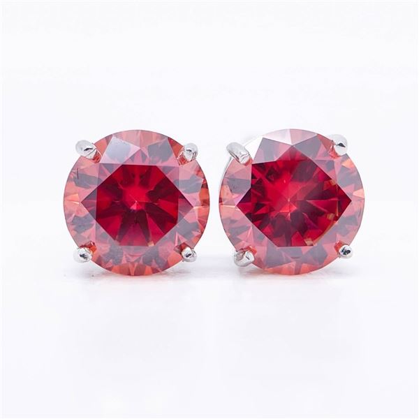 Plated 14KT White Gold 4ctw Lab Simulated Padpaparacha Sapphire Earrings